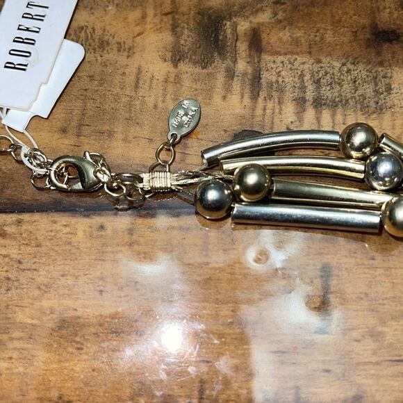 NWT Robert Rose bi color gold silver bead necklace - Picture 6 of 10